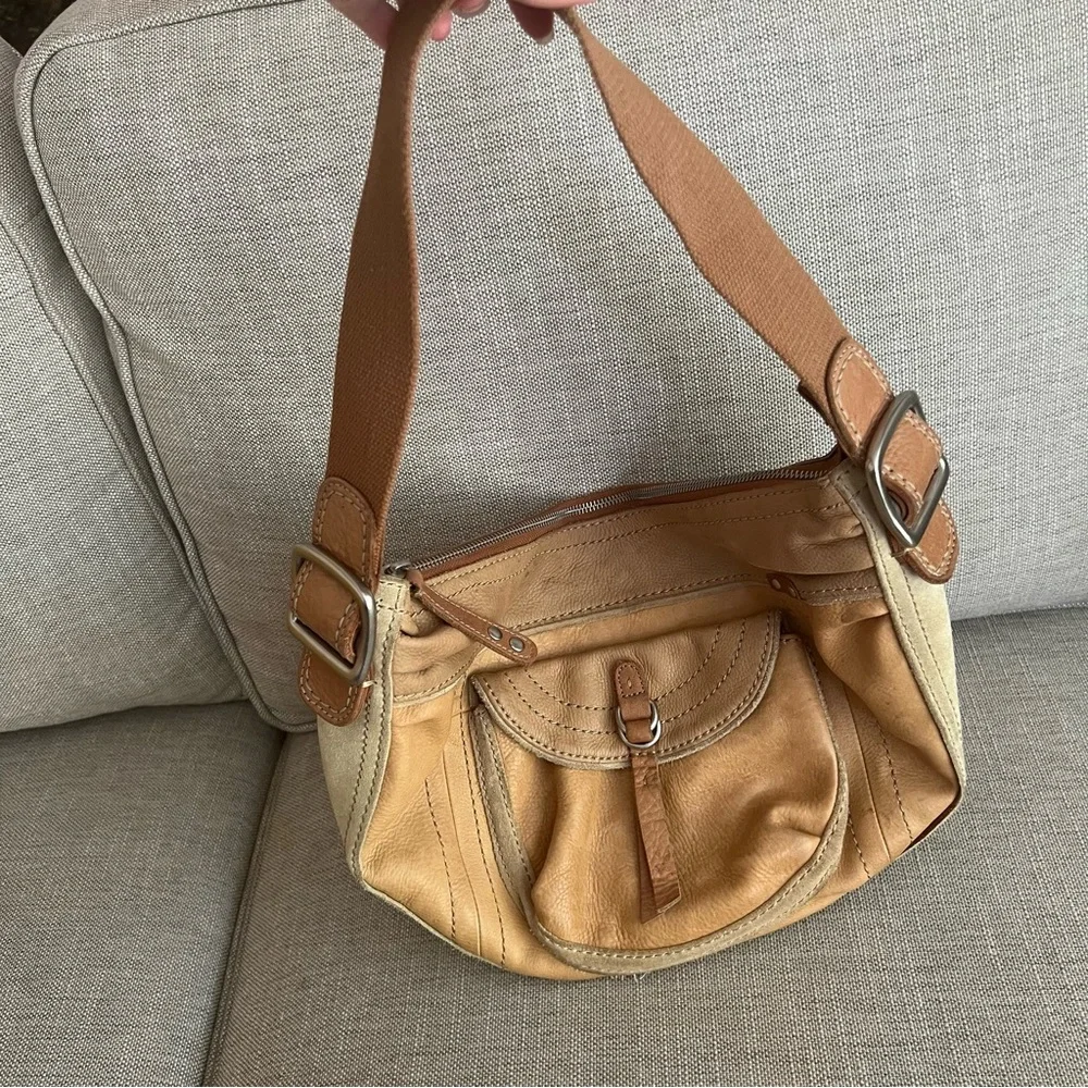Vintage Fossil Slouchy Leather Hobo Bag Light brown/tan